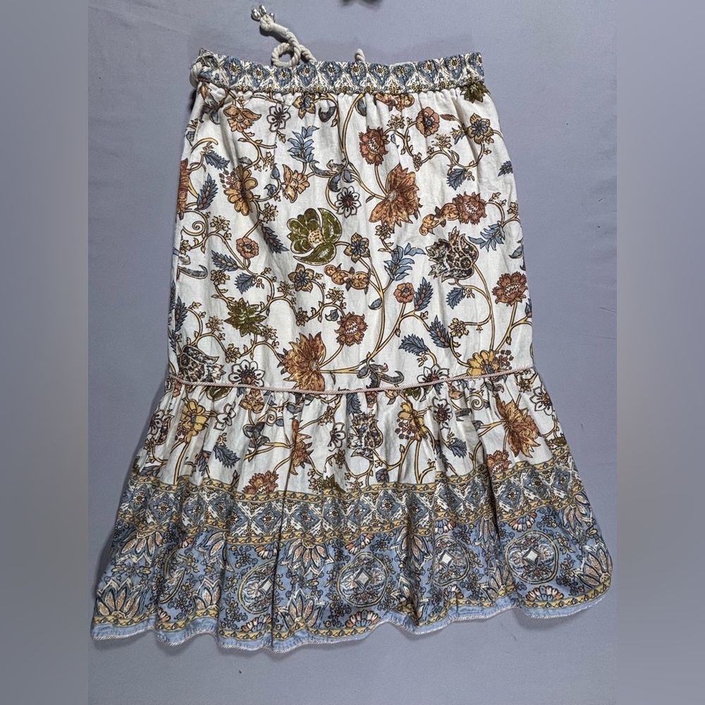 House Of Harlow 1960 Linen Floral Full Maxi Skirt Size Large